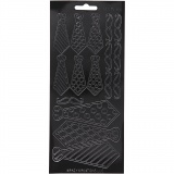 Sticker, Krawatten, Blatt 10x23 cm, Schwarz, 1 Bl.