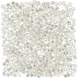 Rocailles-Perlen, D 3 mm, Größe 8/0, Lochgröße 0,6-1,0 mm, Silber, 25 g/ 1 Pck