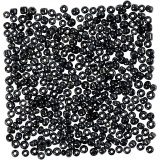 Rocailleperlen, D 3 mm, Größe 8/0, Lochgröße 0,6-1,0 mm, Schwarz metallic, 25 g/ 1 Pck
