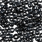 Rocailleperlen, D 3 mm, Größe 8/0, Lochgröße 0,6-1,0 mm, Schwarz metallic, 25 g/ 1 Pck