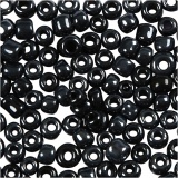 Rocailleperlen, D 3 mm, Größe 8/0 , Lochgröße 0,6-1,0 mm, Schwarz metallic, 25 g/ 1 Pck