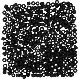 Rocailleperlen, D 3 mm, Größe 8/0 , Lochgröße 0,6-1,0 mm, Schwarz mattiert, 25 g/ 1 Pck