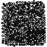 Rocailleperlen, D 3 mm, Größe 8/0, Lochgröße 0,6-1,0 mm, Schwarz mattiert, 25 g/ 1 Pck