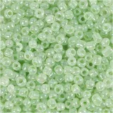 Rocailles-Perlen, D 3 mm, Größe 8/0, Lochgröße 0,6-1,0 mm, Hellgrün, 25 g/ 1 Pck