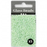 Rocailleperlen, D 3 mm, Größe 8/0, Lochgröße 0,6-1,0 mm, Hellgrün, 25 g/ 1 Pck