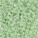 Rocailleperlen, D 3 mm, Größe 8/0, Lochgröße 0,6-1,0 mm, Hellgrün, 25 g/ 1 Pck