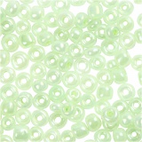 Rocailleperlen, D 3 mm, Größe 8/0, Lochgröße 0,6-1,0 mm, Hellgrün, 25 g/ 1 Pck
