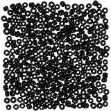 Rocailleperlen, D 3 mm, Größe 8/0, Lochgröße 0,6-1,0 mm, Schwarz, 25 g/ 1 Pck