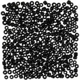 Rocailles-Perlen, D 3 mm, Größe 8/0, Lochgröße 0,6-1,0 mm, Schwarz, 25 g/ 1 Pck