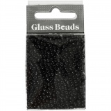 Rocailleperlen, D 3 mm, Größe 8/0, Lochgröße 0,6-1,0 mm, Schwarz, 25 g/ 1 Pck
