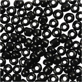 Rocailleperlen, D 3 mm, Größe 8/0, Lochgröße 0,6-1,0 mm, Schwarz, 25 g/ 1 Pck