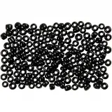 Rocailles-Perlen, D 3 mm, Größe 8/0, Lochgröße 0,6-1,0 mm, Schwarz, 500 g/ 1 Pck