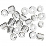 Rocailleperlen, D 4 mm, Größe 6/0, Lochgröße 0,9-1,2 mm, Transparent, 25 g/ 1 Pck
