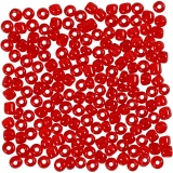 Rocailleperlen, D 4 mm, Größe 6/0 , Lochgröße 0,9-1,2 mm, Rot transparent, 25 g/ 1 Pck
