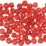 Rocailleperlen, D 4 mm, Größe 6/0 , Lochgröße 0,9-1,2 mm, Rot transparent, 25 g/ 1 Pck