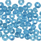 Rocailleperlen, D 4 mm, Größe 6/0, Lochgröße 0,9-1,2 mm, Türkis transparent, 25 g/ 1 Pck