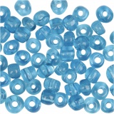 Rocailleperlen, D 4 mm, Größe 6/0 , Lochgröße 0,9-1,2 mm, Türkis transparent, 25 g/ 1 Pck