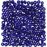 Rocailleperlen, D 4 mm, Größe 6/0, Lochgröße 0,9-1,2 mm, Kobaltblau, 25 g/ 1 Pck