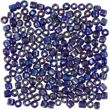 Rocailleperlen, D 4 mm, Größe 6/0, Lochgröße 0,9-1,2 mm, Blau irisierend, 25 g/ 1 Pck