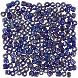 Rocailleperlen, D 4 mm, Größe 6/0 , Lochgröße 0,9-1,2 mm, Blau irisierend, 25 g/ 1 Pck