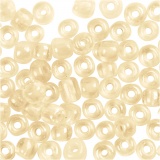 Rocailleperlen, D 3 mm, Größe 8/0, Lochgröße 0,6-1,0 mm, Elfenbein, 25 g/ 1 Pck