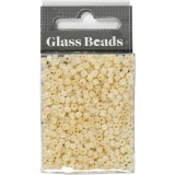 Rocailleperlen, D 3 mm, Größe 8/0, Lochgröße 0,6-1,0 mm, Elfenbein, 25 g/ 1 Pck