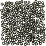 Rocailleperlen, D 4 mm, Größe 6/0, Lochgröße 0,9-1,2 mm, Grau transparent, 25 g/ 1 Pck