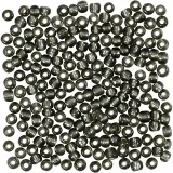 Rocailles-Perlen, D 4 mm, Größe 6/0, Lochgröße 0,9-1,2 mm, Grau transparent, 25 g/ 1 Pck
