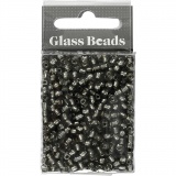 Rocailleperlen, D 4 mm, Größe 6/0, Lochgröße 0,9-1,2 mm, Grau transparent, 25 g/ 1 Pck