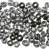 Rocailleperlen, D 4 mm, Größe 6/0, Lochgröße 0,9-1,2 mm, Grau transparent, 25 g/ 1 Pck