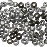 Rocailleperlen, D 4 mm, Größe 6/0 , Lochgröße 0,9-1,2 mm, Grau transparent, 25 g/ 1 Pck