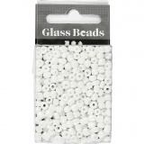 Rocailleperlen, D 4 mm, Größe 6/0, Lochgröße 0,9-1,2 mm, Perlmuttweiß, 25 g/ 1 Pck