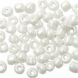 Rocailleperlen, D 4 mm, Größe 6/0, Lochgröße 0,9-1,2 mm, Perlmuttweiß, 25 g/ 1 Pck