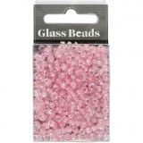 Rocailleperlen, D 4 mm, Größe 6/0, Lochgröße 0,9-1,2 mm, Rosa, 25 g/ 1 Pck
