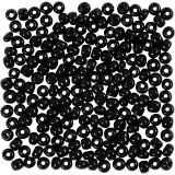 Rocailleperlen, D 4 mm, Größe 6/0, Lochgröße 0,9-1,2 mm, Schwarz, 25 g/ 1 Pck