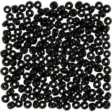 Rocailles-Perlen, D 4 mm, Größe 6/0, Lochgröße 0,9-1,2 mm, Schwarz, 25 g/ 1 Pck
