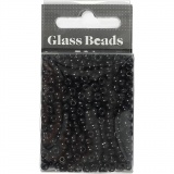 Rocailleperlen, D 4 mm, Größe 6/0, Lochgröße 0,9-1,2 mm, Schwarz, 25 g/ 1 Pck