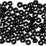 Rocailleperlen, D 4 mm, Größe 6/0, Lochgröße 0,9-1,2 mm, Schwarz, 25 g/ 1 Pck