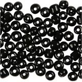 Rocailleperlen, D 4 mm, Größe 6/0 , Lochgröße 0,9-1,2 mm, Schwarz, 25 g/ 1 Pck