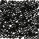 Rocailleperlen, D 2 mm, Größe 12/0, Lochgröße 0,8 mm, Schwarz, 25 g/ 1 Pck