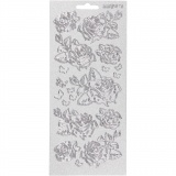 Sticker, Rosen, Blatt 10x23 cm, Silber, 1 Bl.