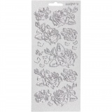 Sticker, Rosen, 10x23 cm, Silber, 1 Bl.