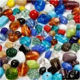 Glasperlen, Größe 7-18 mm, Lochgröße 1 mm, ca. 600 Stk, Sortierte Farben, 1000 g/ 1 Pck