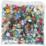 Glasperlen, Blätter, Blumen, D 6-17 mm, Lochgröße 0,5-1,5 mm, Sortierte Farben, 350 g/ 1 Pck