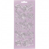 Sticker, Rosen, Blatt 10x23 cm, Silber, 1 Bl.