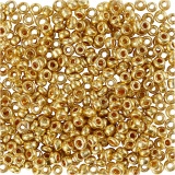 Rocailleperlen, D 1,7 mm, Größe 15/0, Lochgröße 0,5-0,8 mm, Messing, 25 g/ 1 Pck