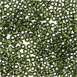 Rocailleperlen, D 1,7 mm, Größe 15/0 , Lochgröße 0,5-0,8 mm, Grasgrün, 25 g/ 1 Pck