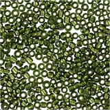 Rocailleperlen, D 1,7 mm, Größe 15/0, Lochgröße 0,5-0,8 mm, Grasgrün, 25 g/ 1 Pck