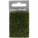 Rocailleperlen, D 1,7 mm, Größe 15/0, Lochgröße 0,5-0,8 mm, Grasgrün, 25 g/ 1 Pck