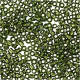 Rocailleperlen, D 1,7 mm, Größe 15/0, Lochgröße 0,5-0,8 mm, Grasgrün, 25 g/ 1 Pck